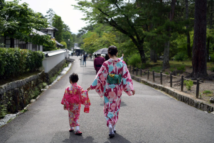 京都の町と着物
