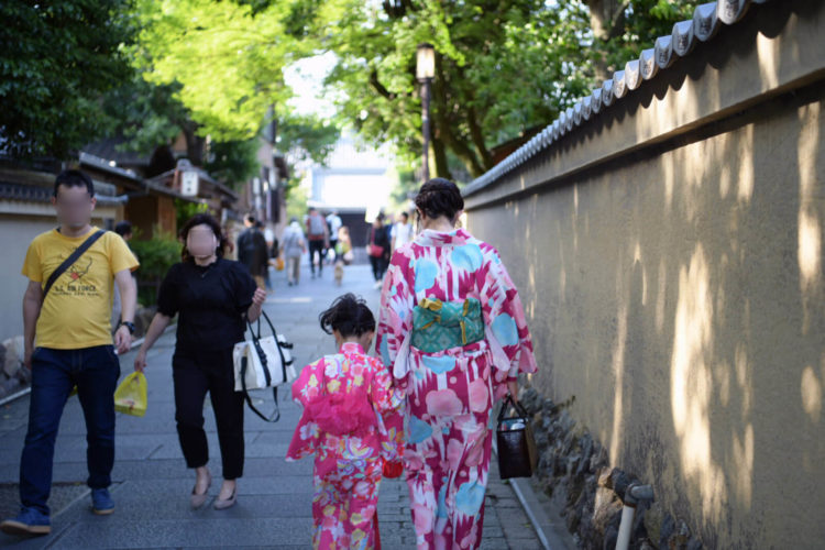 京都の町と着物